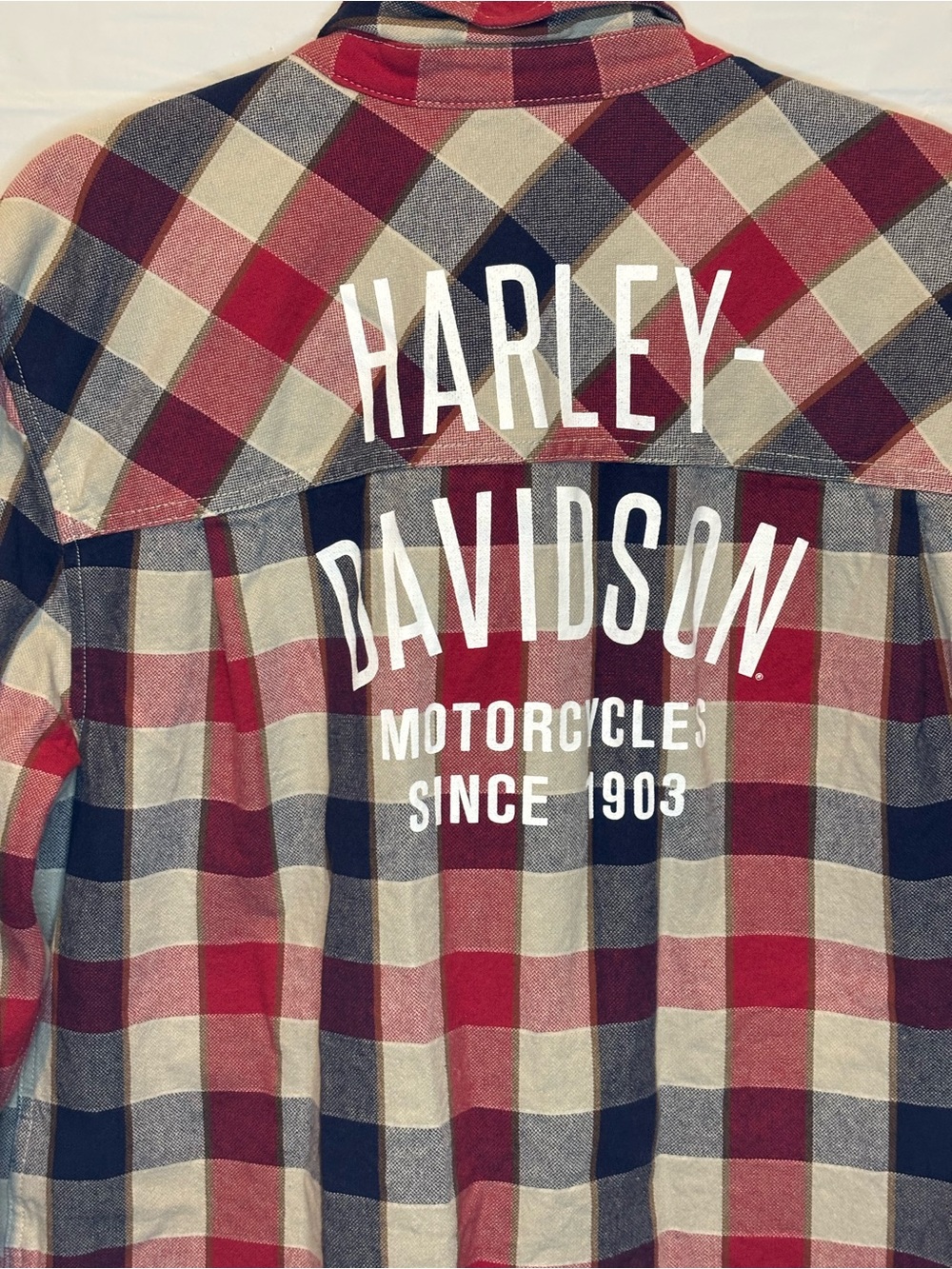 Harley Davidson Plaid Full Zip Shirt Jacket Shacket Slim XL Bold Graphic